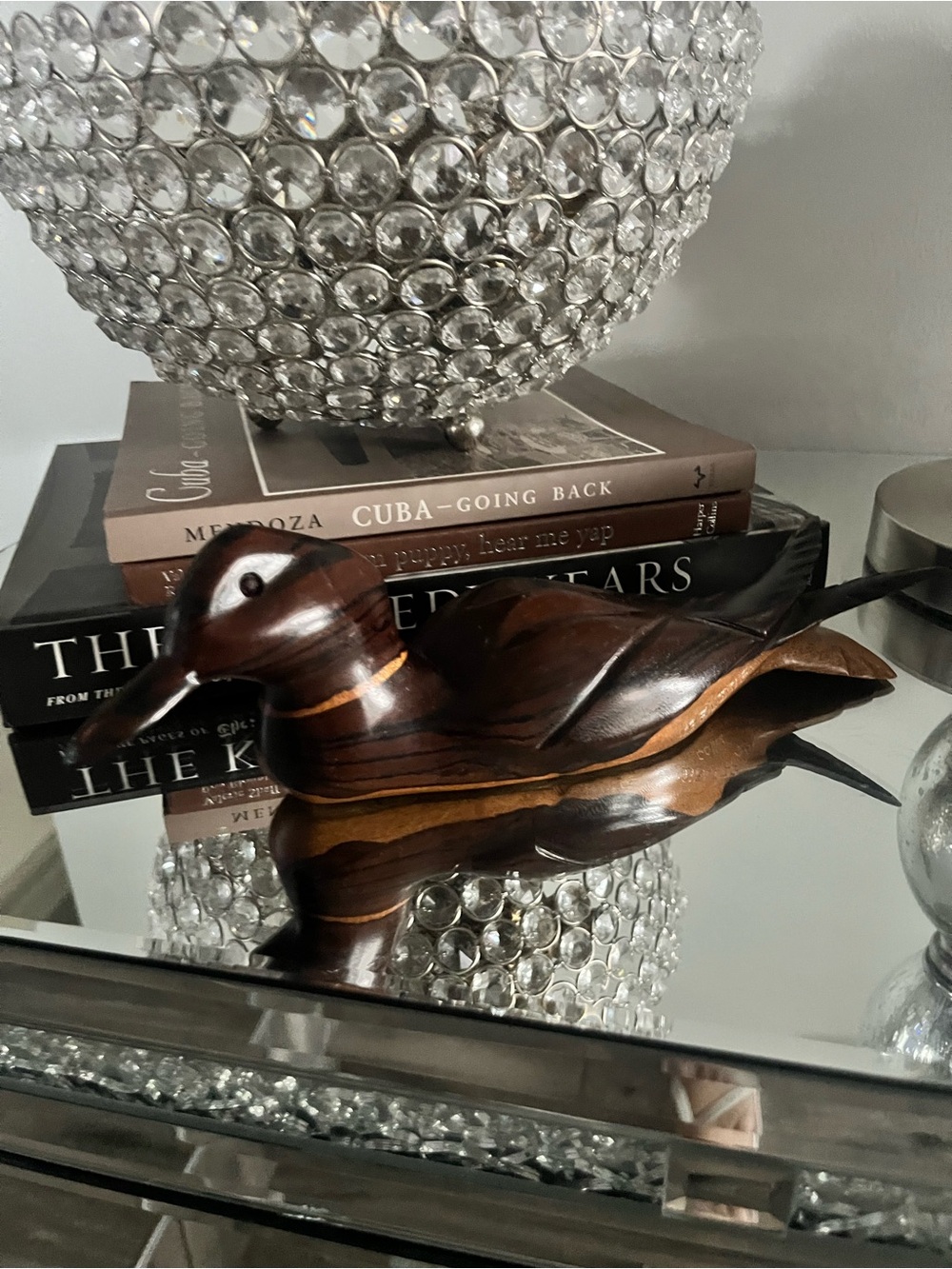 Zircote Hand-Carved Brown vintage Wooden Duck Sculpture - Decorative Home Accent